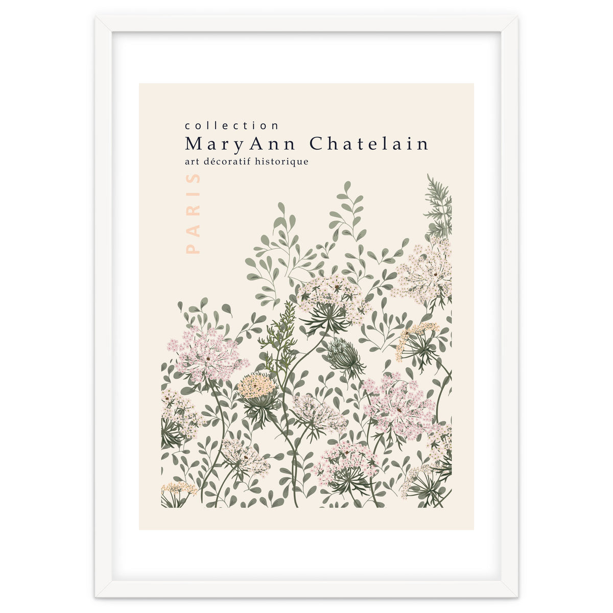 Historic decorative art Paris Queen Anne's lace