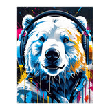 Polar Bear In Headphones, Graffiti (Print Only) thumbnail
