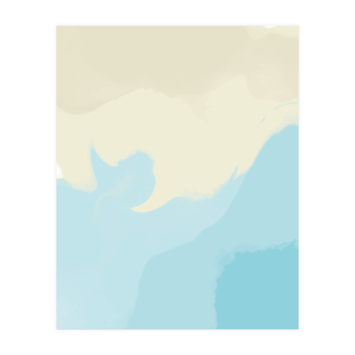 Mellow, Abstract Powder Blue Pastel Pearl Painting, Modern Simple Minimal Waves (Print Only)