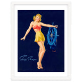 Pinup Girl Is Posing With A Steering Wheel thumbnail