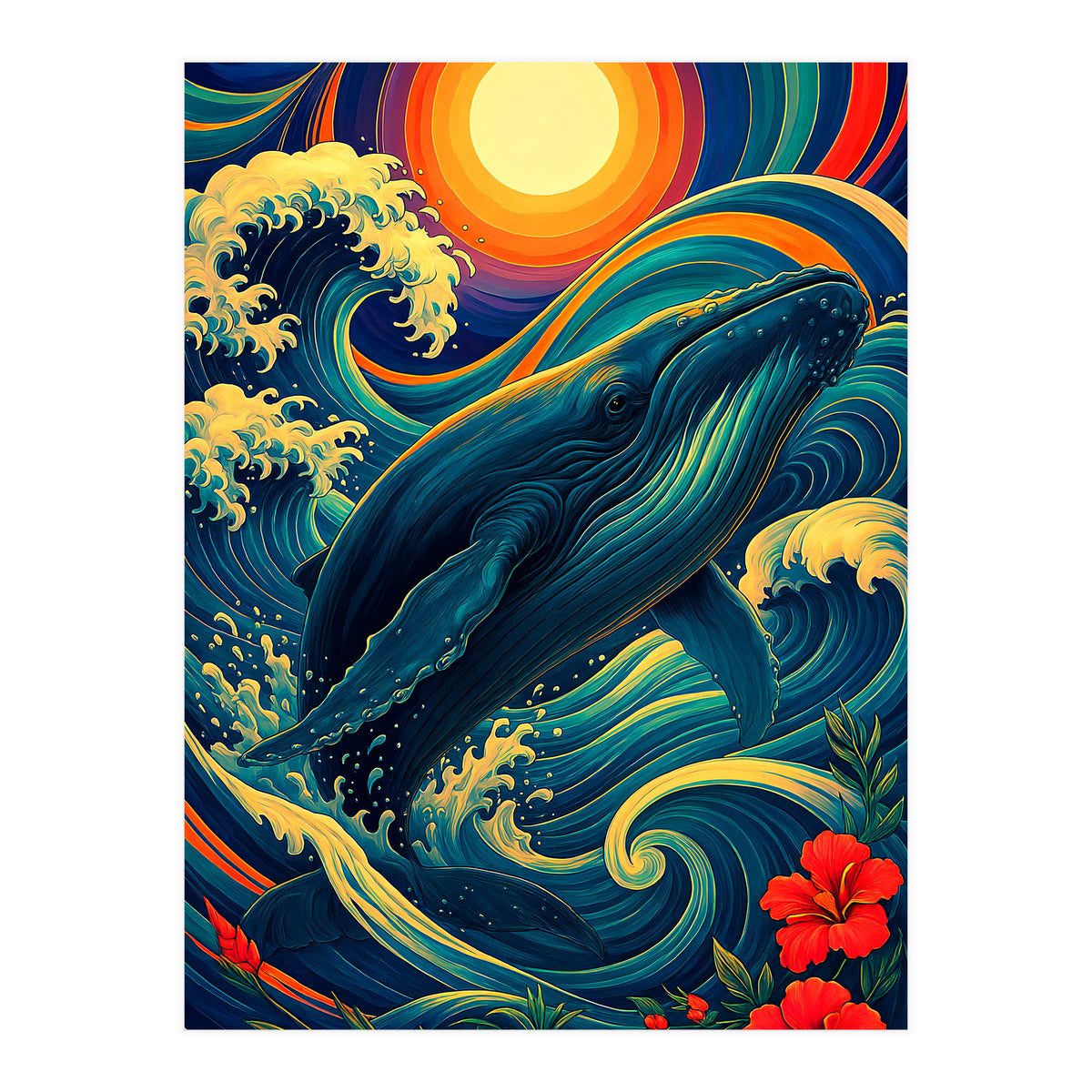 Whale Ocean Wave (Print Only)
