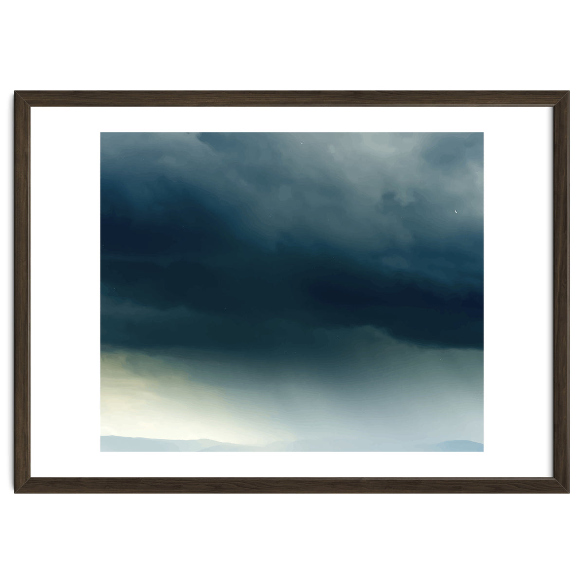 Storm Rain Clouds Watercolor Painting Blue Minimal Dark Sky Graphic