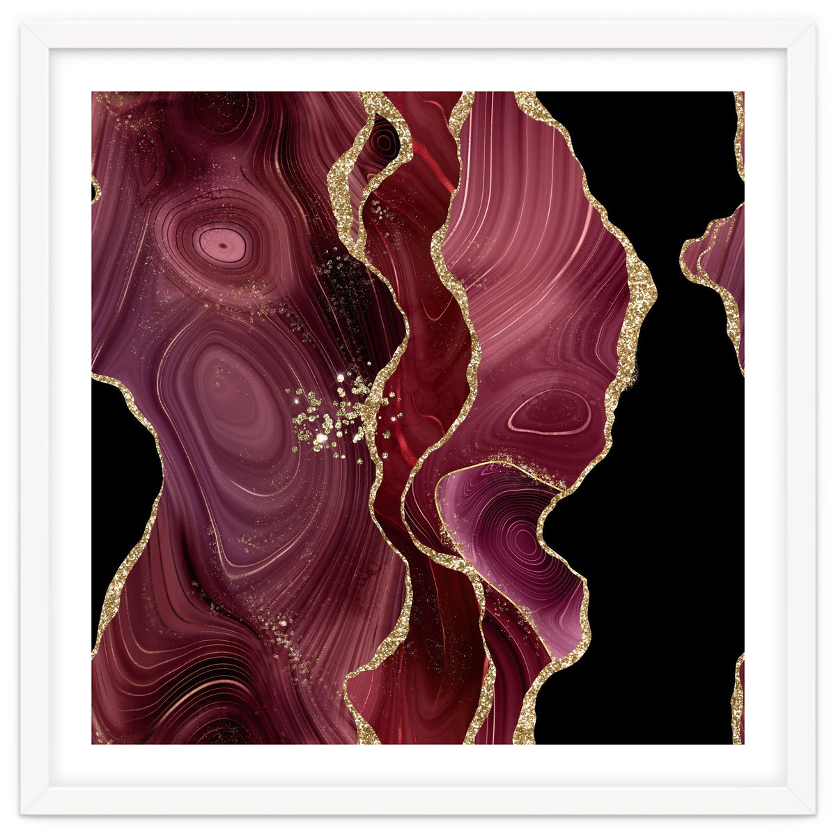 Burgundy & Gold Glitter Agate Texture 01