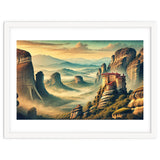 Vintage Greece, Meteora Monasteries Poster thumbnail