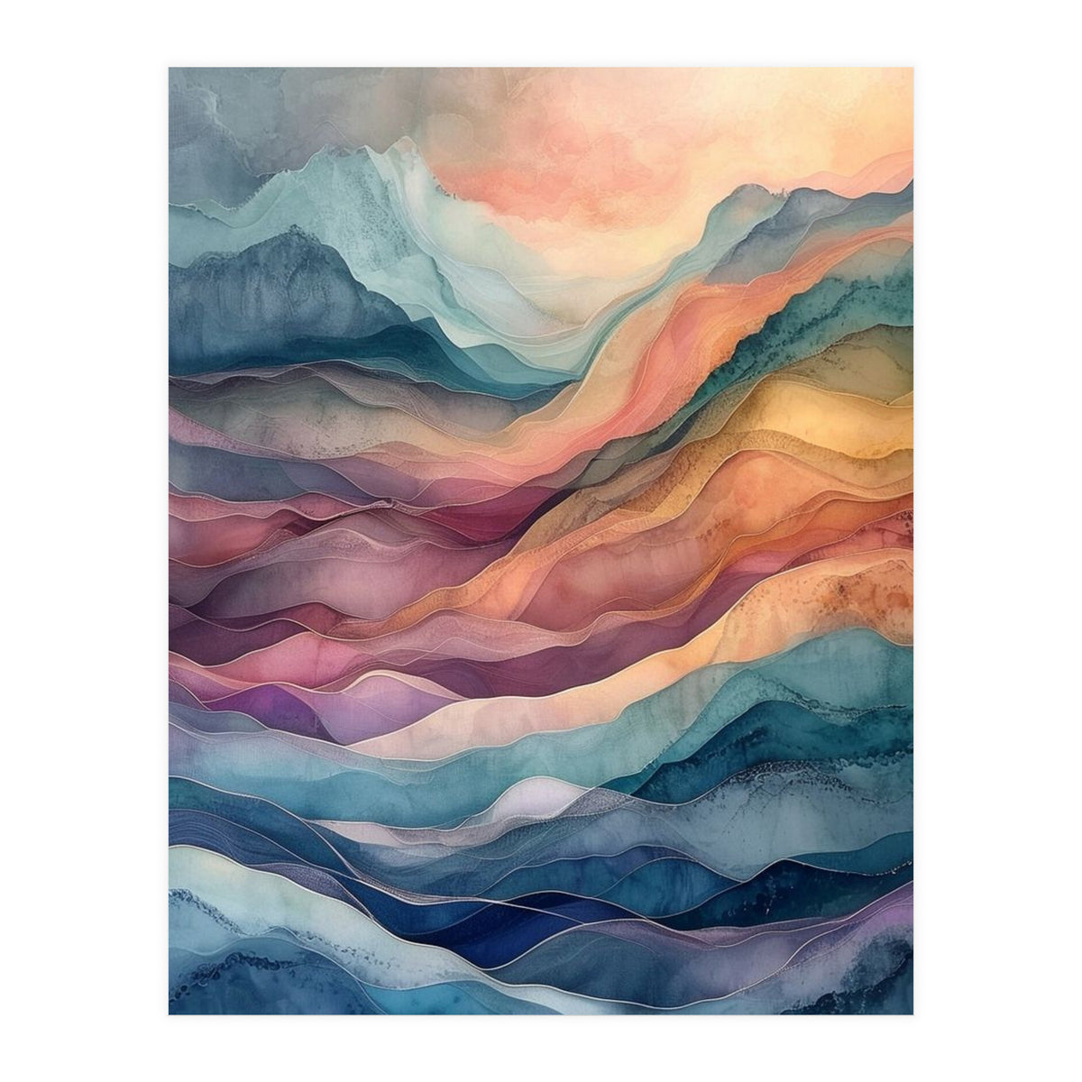 Abstract Fluid Mountain Landscape Art (Print Only)