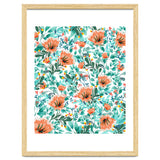 Tangerine Dreams, Orange & Mint Botanical Jungle Watercolor Painting, Colorful Plants Floral Summer thumbnail
