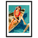 Pinup Sexy Girl In A Boat And A Lost Paddle thumbnail