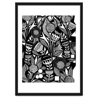 African Tribal, Black & White Abstract Drawing Sketch Line Art, Rustic Botanical Illustration, Bohemian Eclectic Scandinavian Vintage Bold