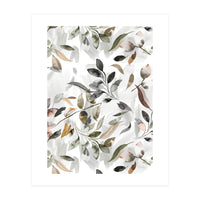 Watercolor Leaves Neutral Gray (Print Only)