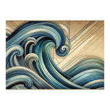 Art Deco Blue Ocean Waves (Print Only) thumbnail