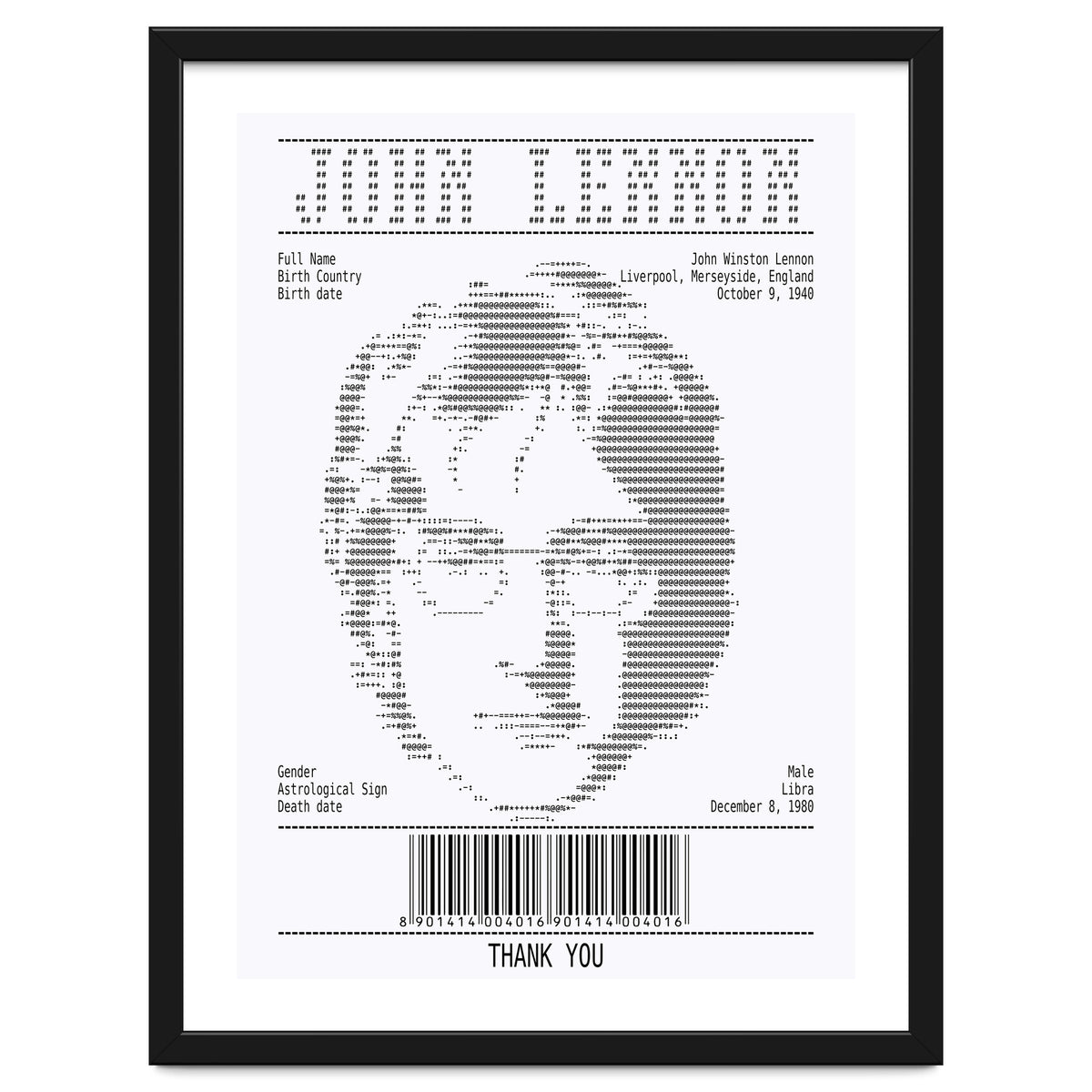 Receipt Art John Lennon