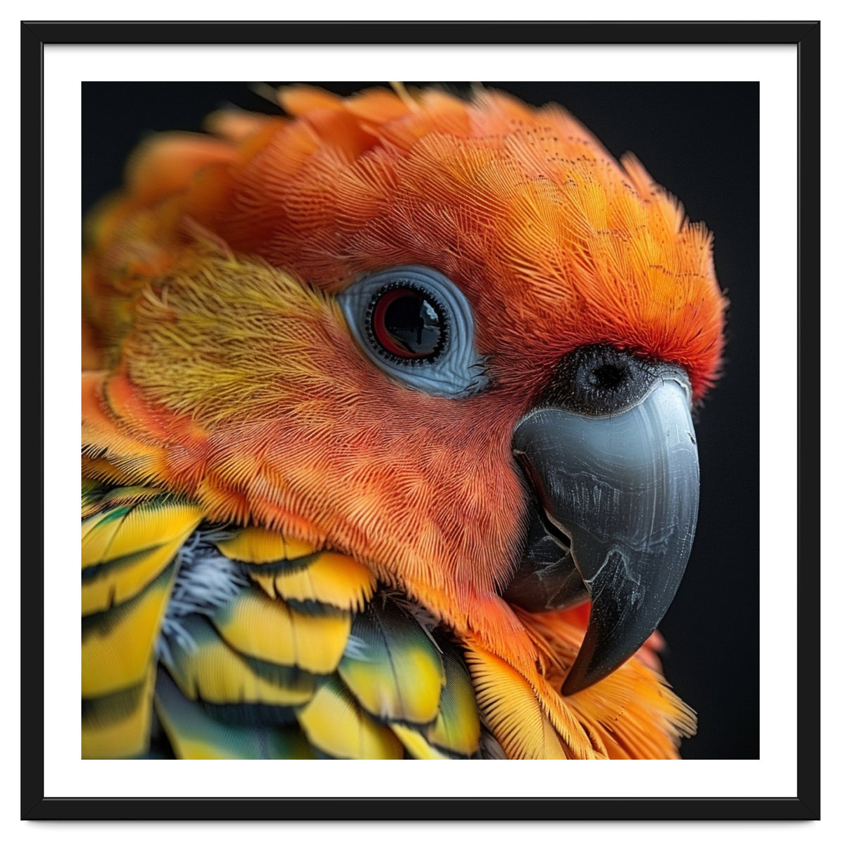 Close Up Of A Sun Conure Parrot's Head