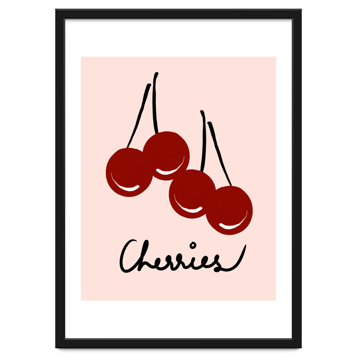 Cherries modern simple minimalistic red cute Fruit wall art