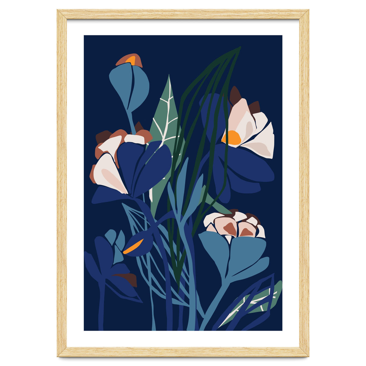 Florals At Night – Modern Illustration