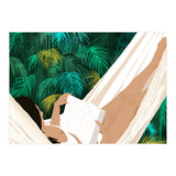 Summer Hammock Reading, Tropical Jungle Travel, Watercolor Nature Bohemian Forest Plants, Palm Beach (Print Only) thumbnail