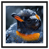 Close Up Penguin In Snow With Water Droplets thumbnail
