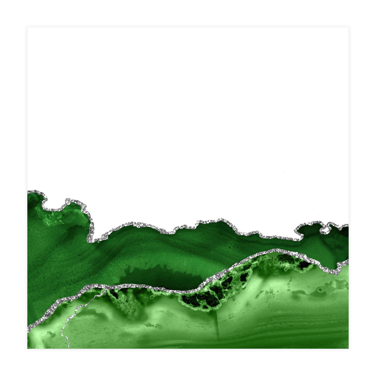 Green & Silver Agate Texture 12 (Print Only)