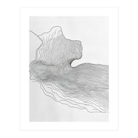 Abstract Black And White Organic Flowing Lines Pattern (Print Only)
