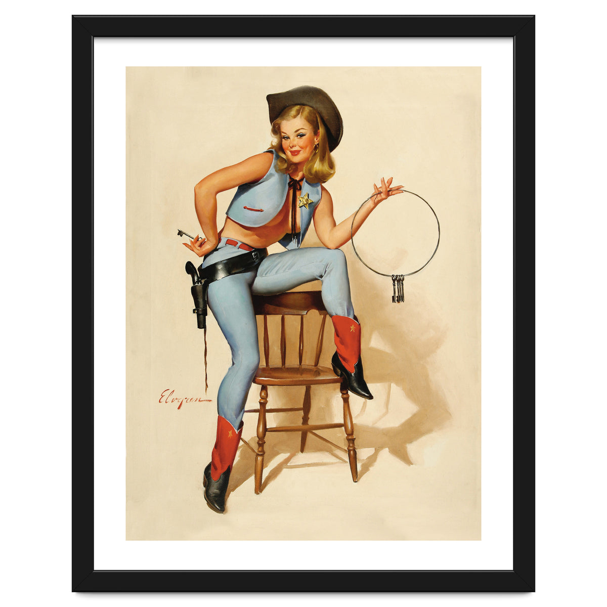 Pinup Cowgirl With A Key