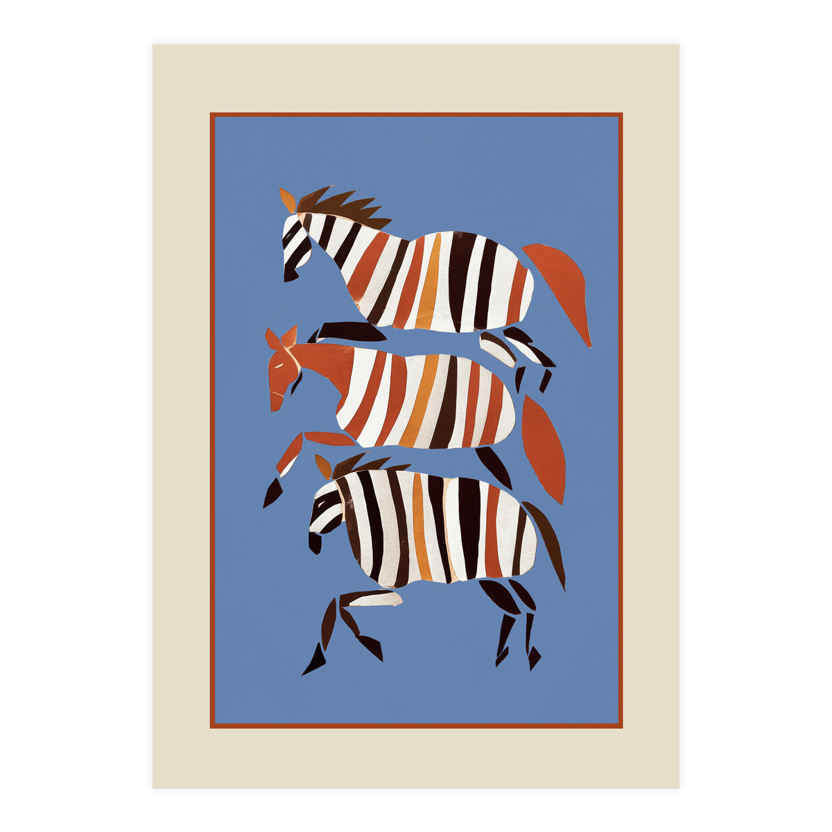 Striped Running Horses (Print Only)