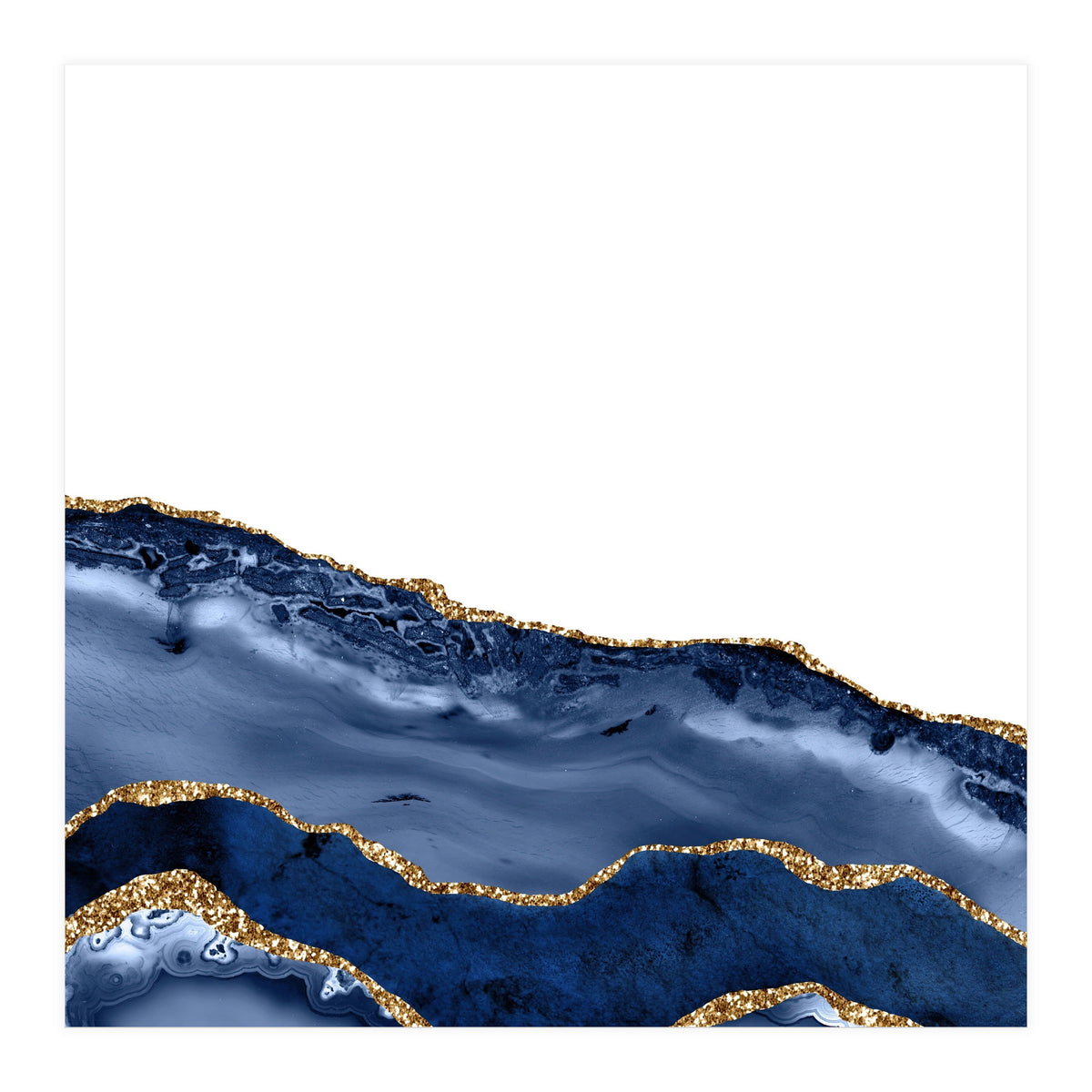 Navy & Gold Agate Texture 20  (Print Only)