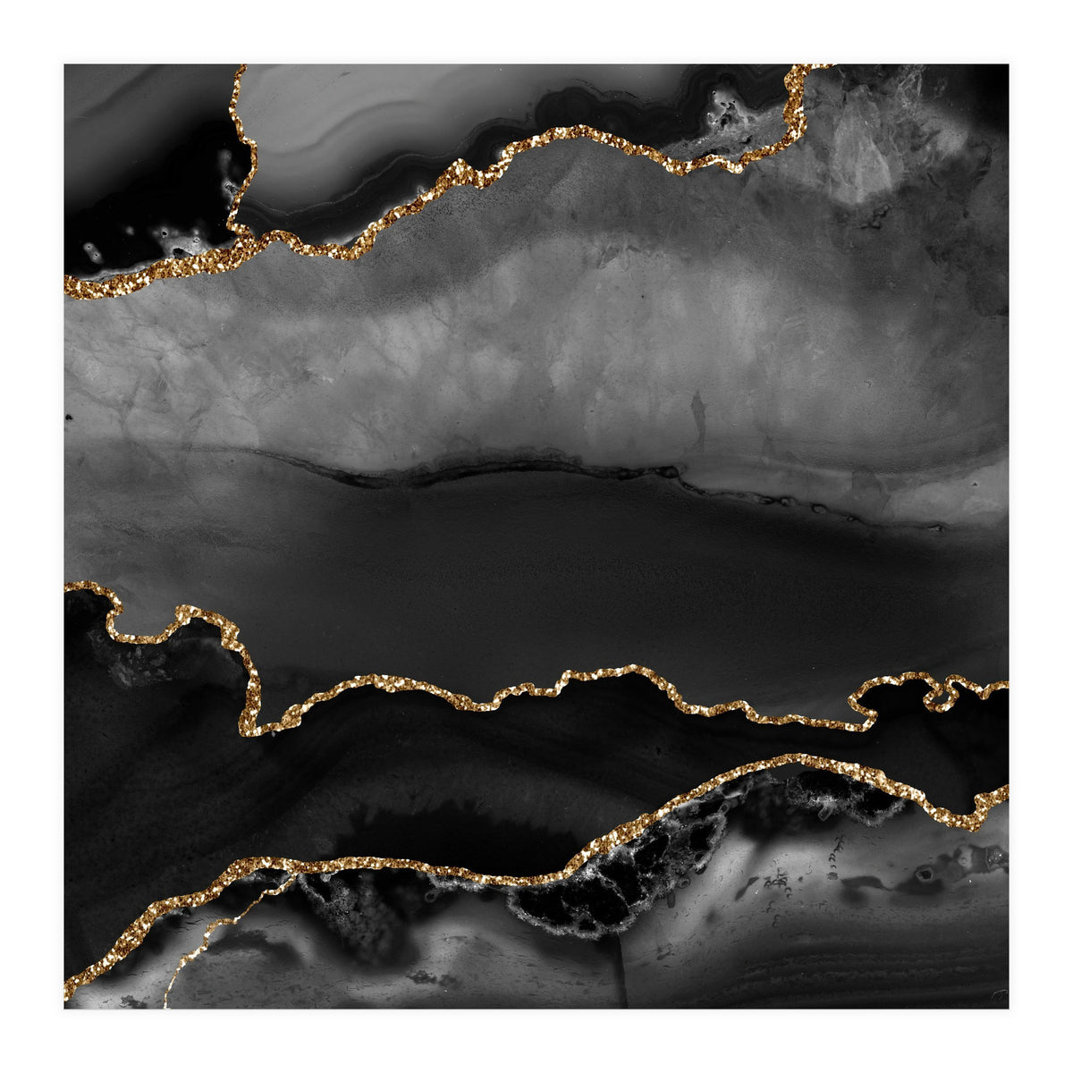 Black & Gold Agate Texture 02 (Print Only)