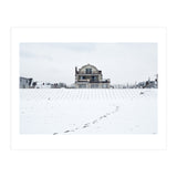 Footprints and house in winter snowscape (Print Only) thumbnail