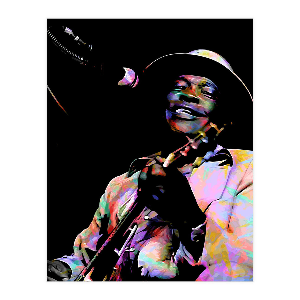John Lee Hooker American Blues Guitarist Colorful Art (Print Only)