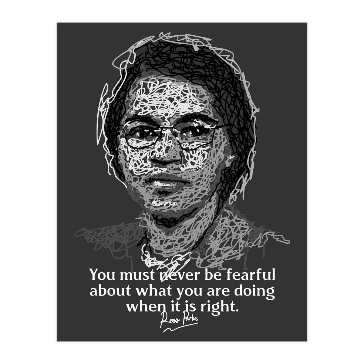 Rosa Parks  American Activist Legend in Scribble Art (Print Only)