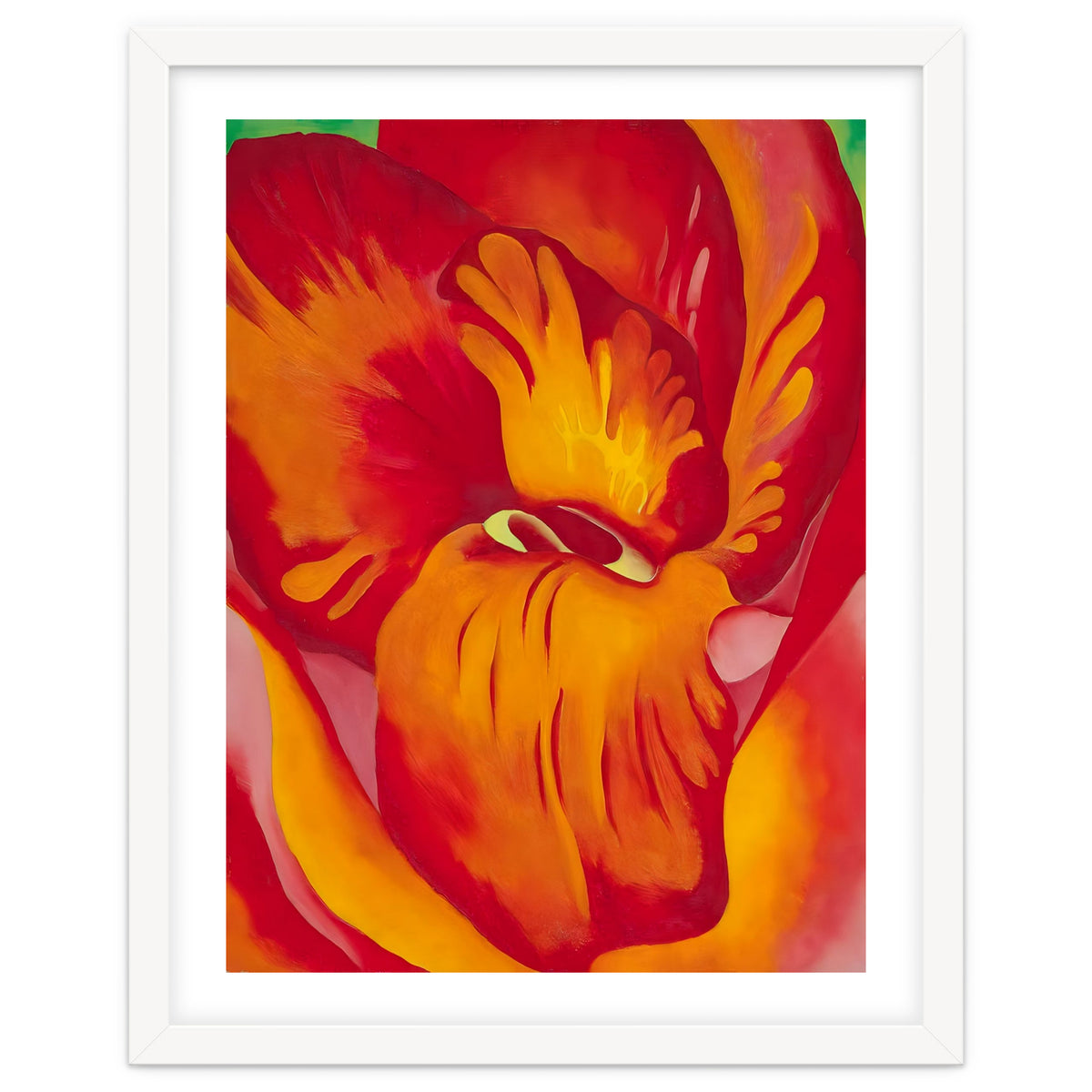 Georgia O’Keeffe – Canna Red and Orange (1926) | Vibrant Modernist Floral Painting in Bold Organic Forms
