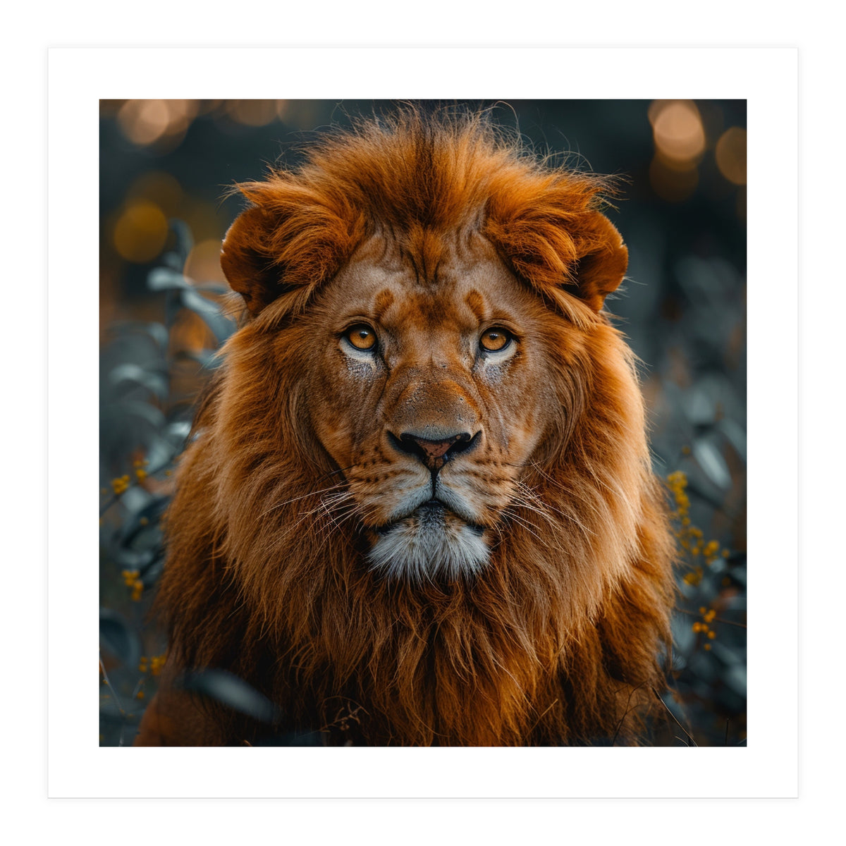 Majestic Lion Portrait Intense Gaze Wildlife (Print Only)