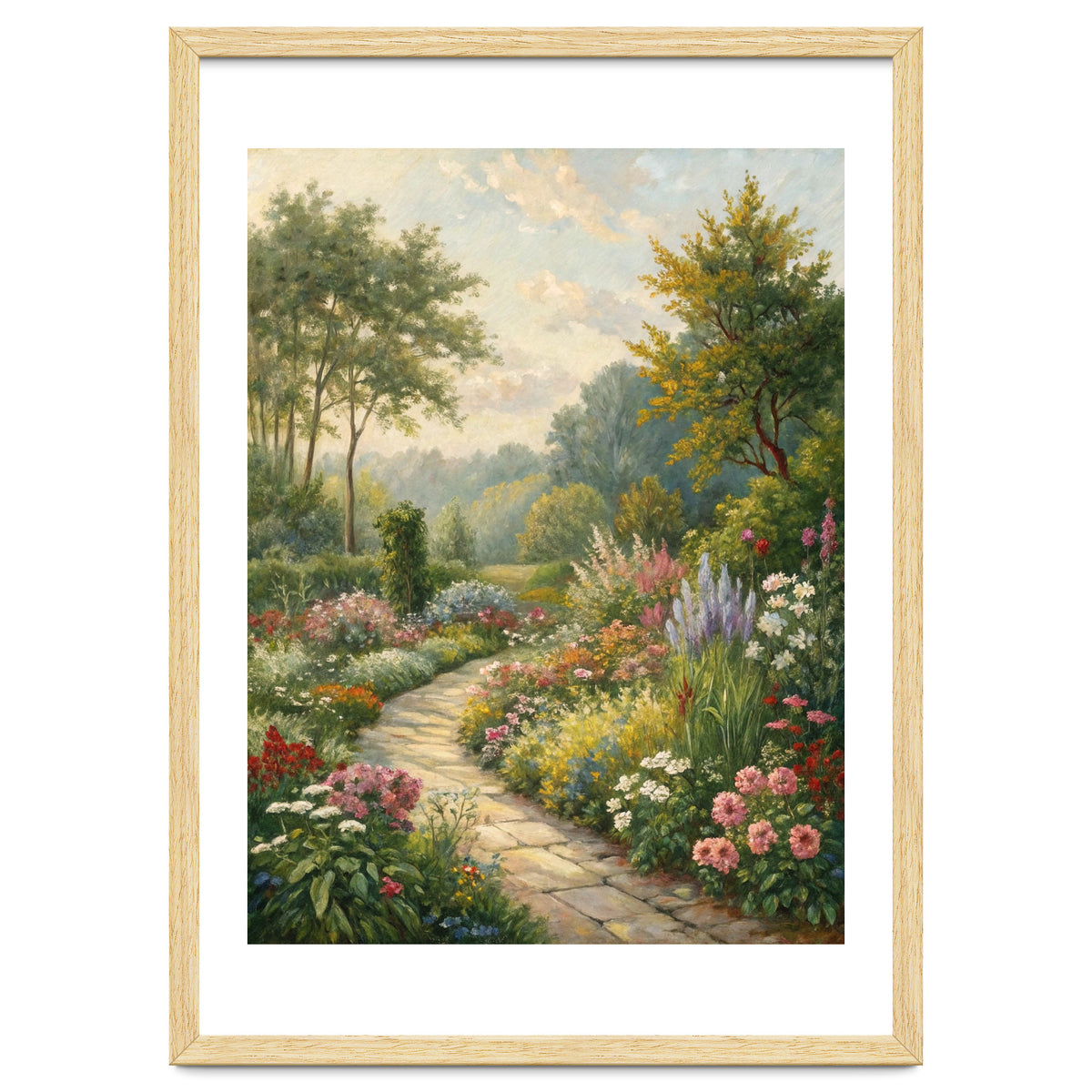 Enchanted English Cottage Garden Oil Painting