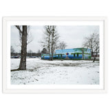 Colorful barn in the snowy ground landscape thumbnail