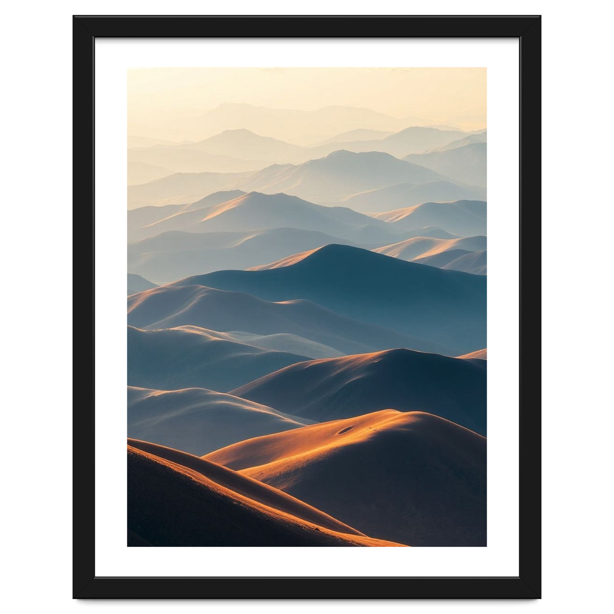 Misty Desert Mountain Range Art