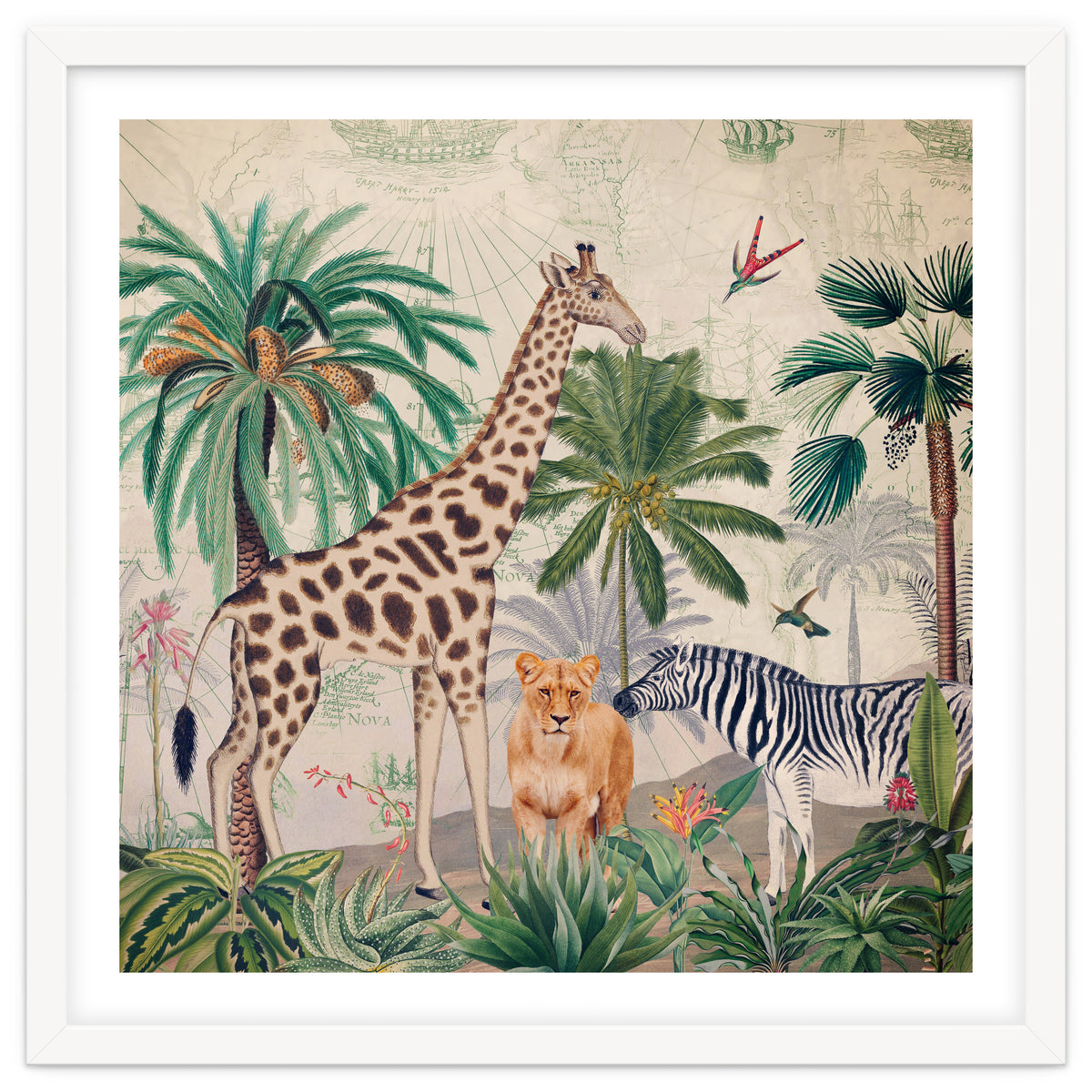 Vintage Fantasy African Animals Safari