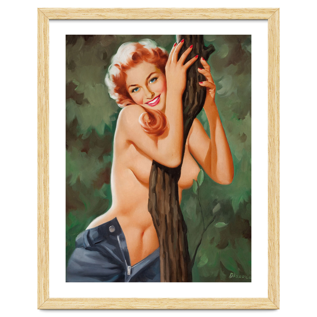 Topless Pinup Behind The Tree