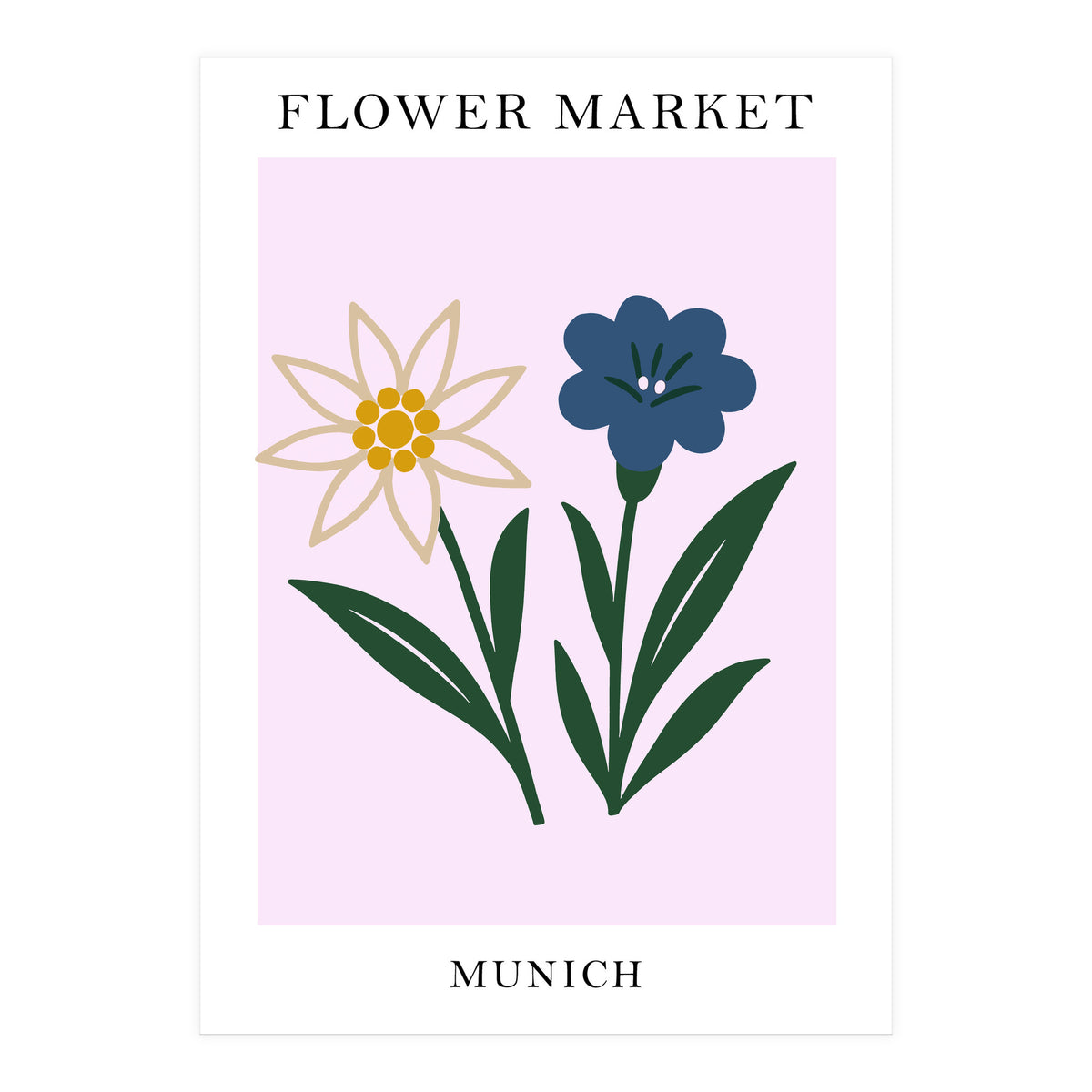 Munich Flower Market - Minimalist Edelweiss Botanical Print (Print Only)