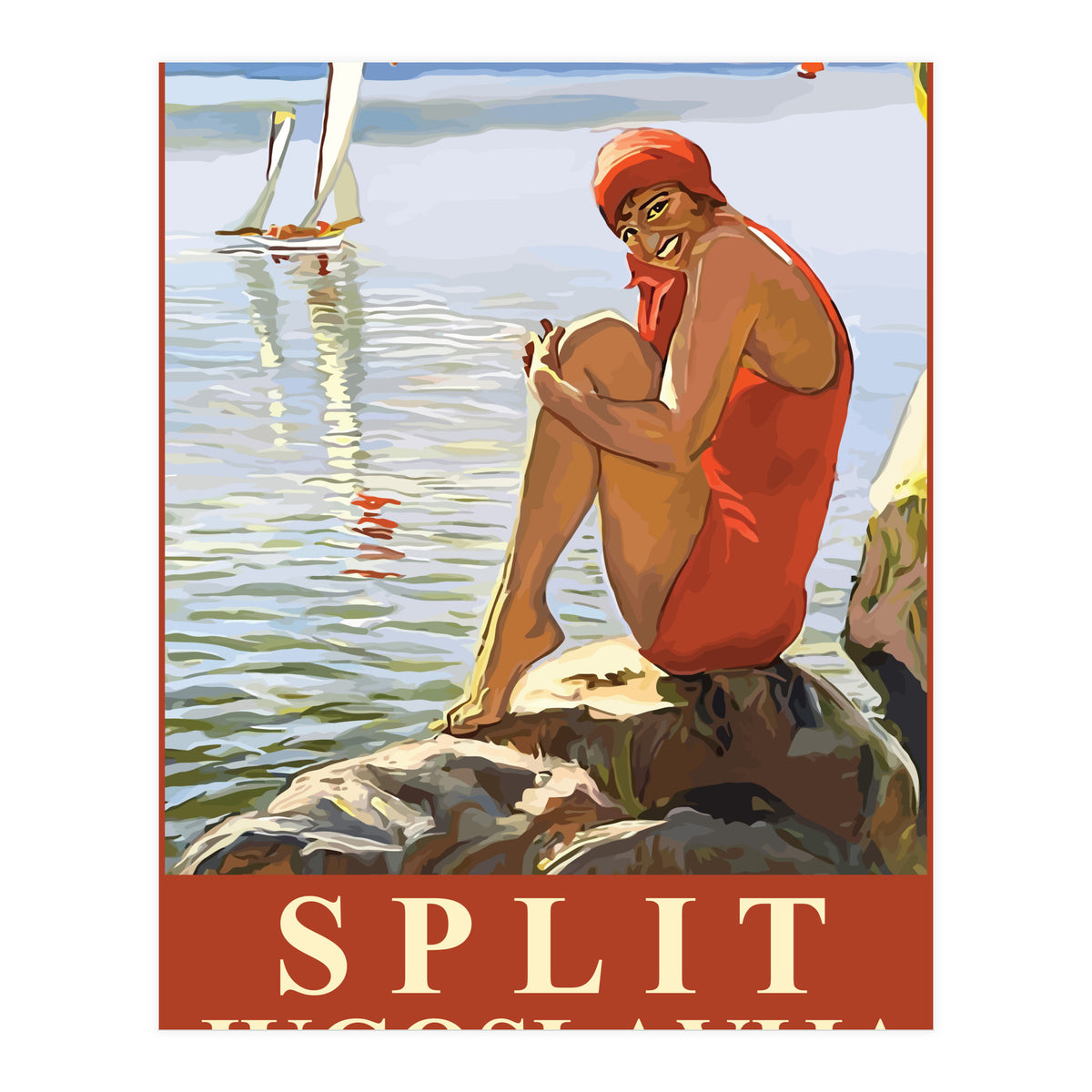 Split, Swimmer on a Rocky Coast (Print Only)