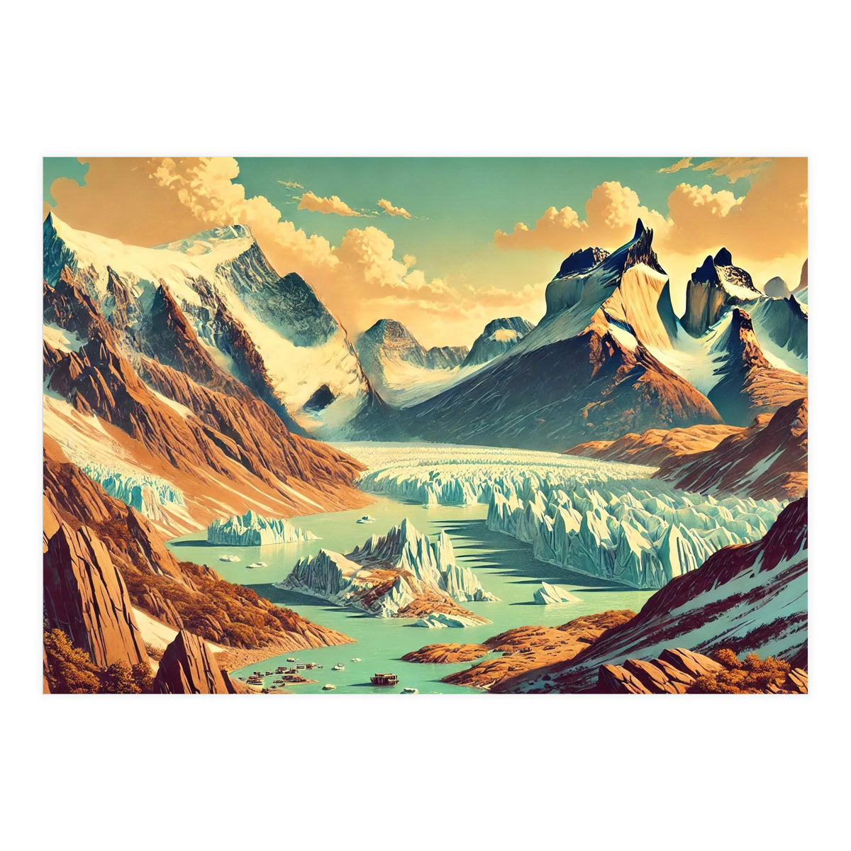 Vintage Argentina, Patagonia Glaciers Poster (Print Only)