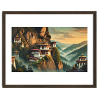 Vintage Bhutan, Mountain Monasteries Poster