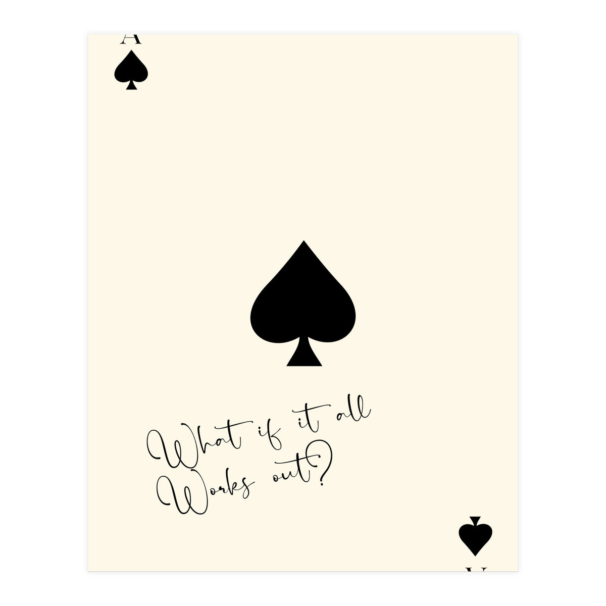 Ace of Spades Motivational Card Print, What If It All Works Out Poster (Print Only)