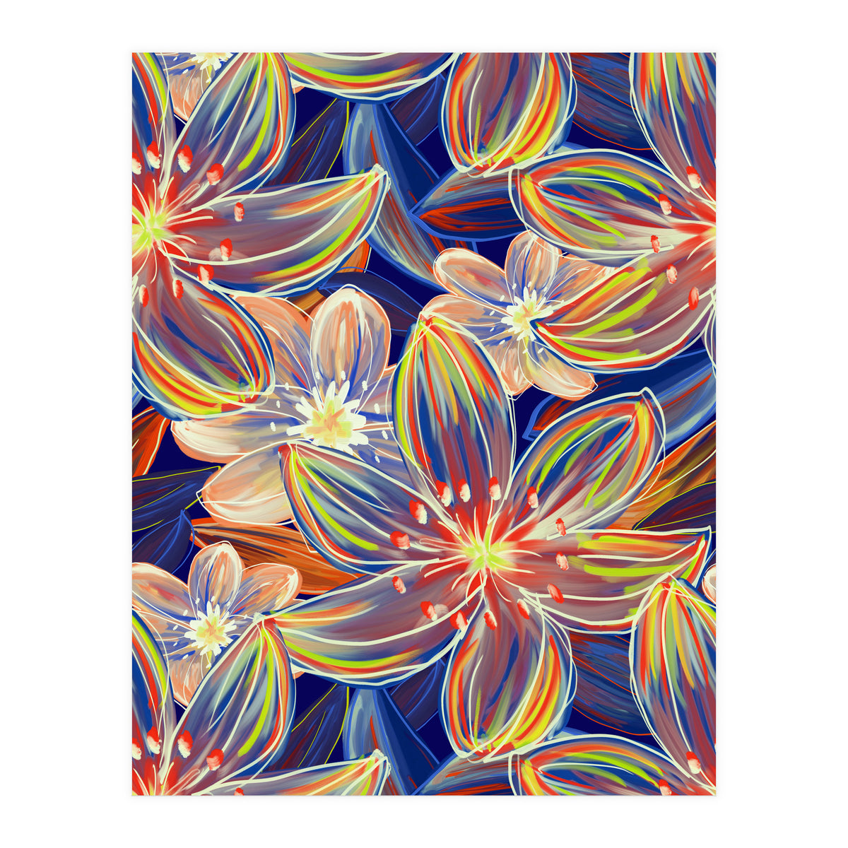 Fluo Bloom Orange & Blue (Print Only)