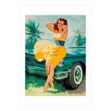 Pinup Girl Posing In Front Of The Car (Print Only) thumbnail