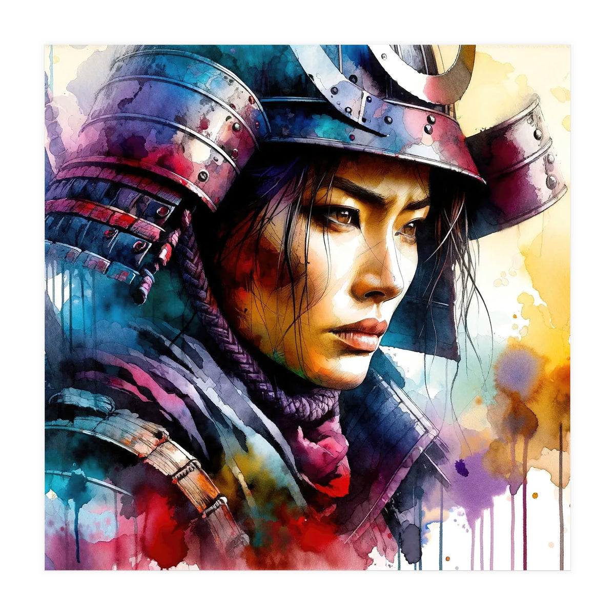 Samurai Asian Warrior Woman Portrait (Print Only)
