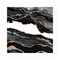 Black & Rose Gold Agate Texture 06  (Print Only)