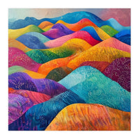 Vibrant Rainbow Rolling Hills Landscape (Print Only)