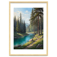 Serene Alpine Forest River Landscape