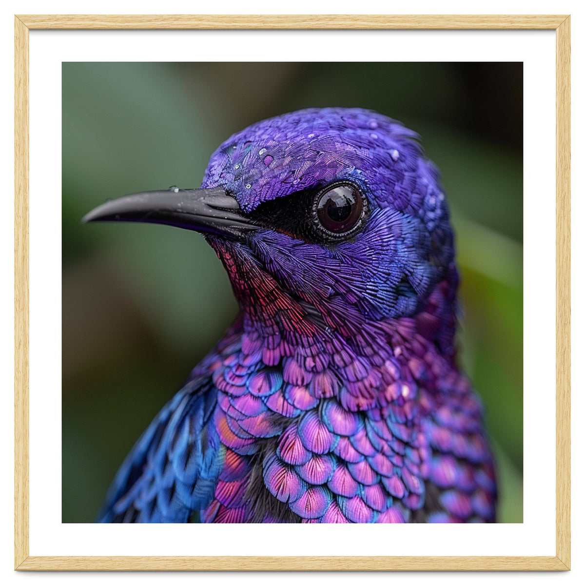 Vibrant Purple Bird With Water Droplets
