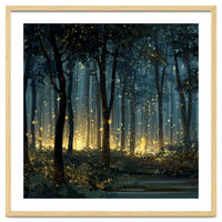 Enchanted Midnight Forest with Glowing Fireflies