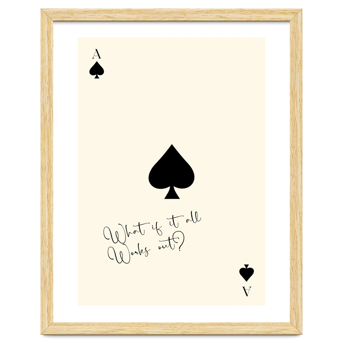 Ace of Spades Motivational Card Print, What If It All Works Out Poster